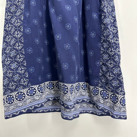 3/$25 Joie 100% Silk Peasant Top Blouse XS Short Sleeves Smocked Boho Navy Blue - Picture 5 of 7